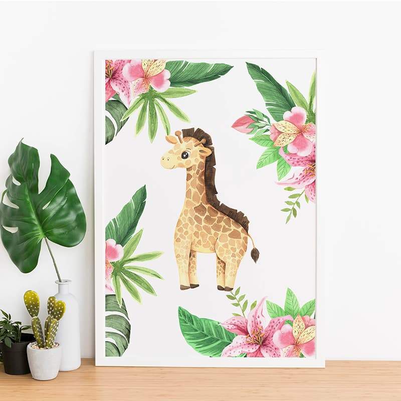 Animal Safari Babies - Giraffe - Pompom Prints