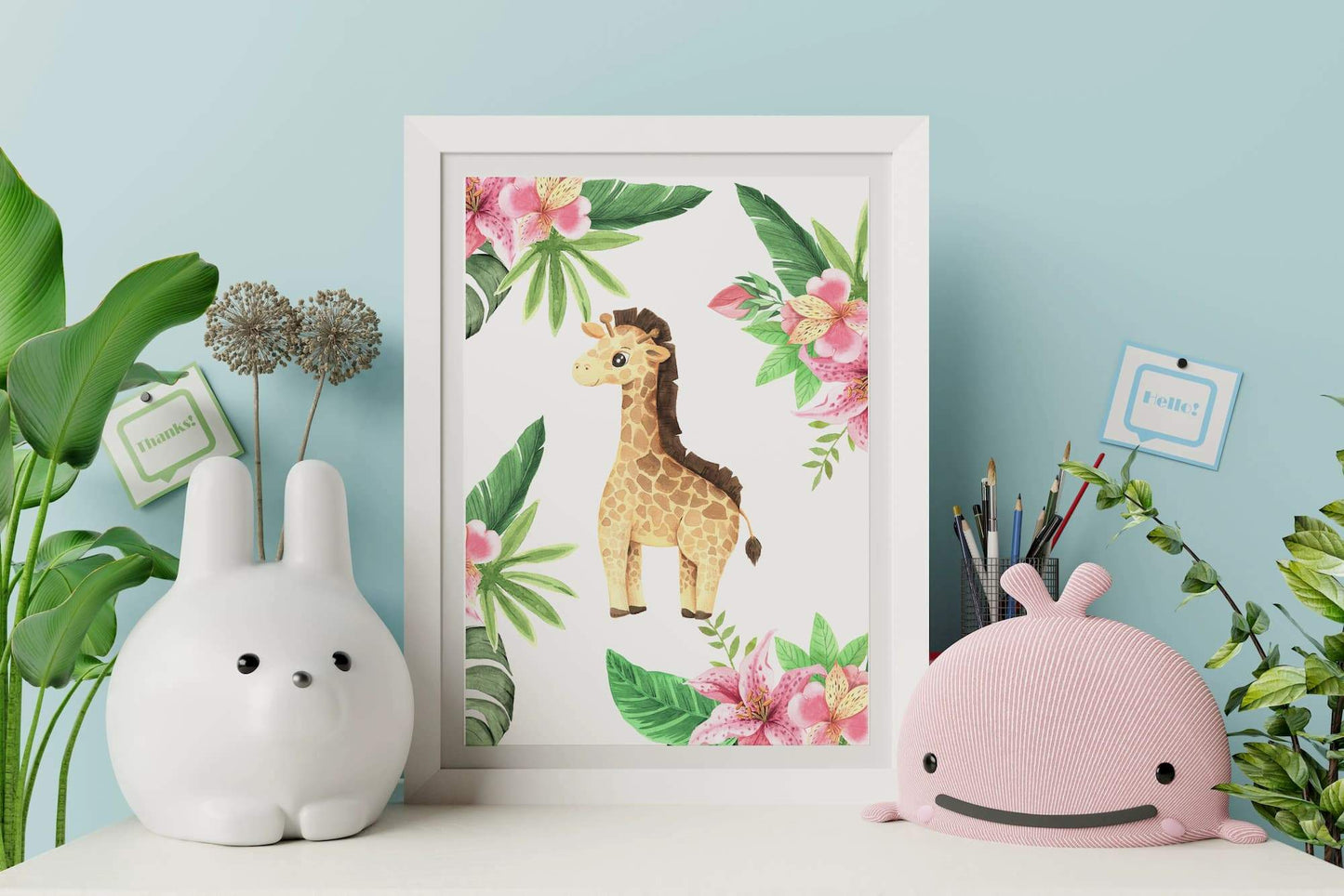 Animal Safari Babies - Giraffe - Pompom Prints