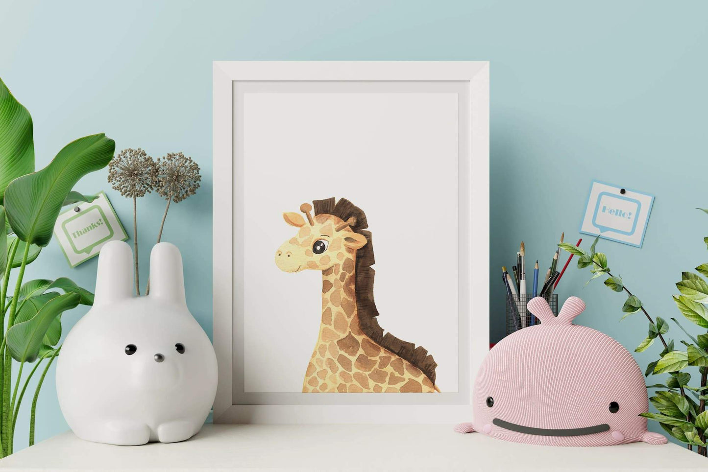 Animal Safari Babies - Giraffe - Pompom Prints
