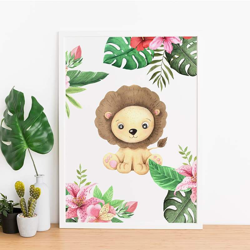 Animal Safari Babies - Lion - Pompom Prints