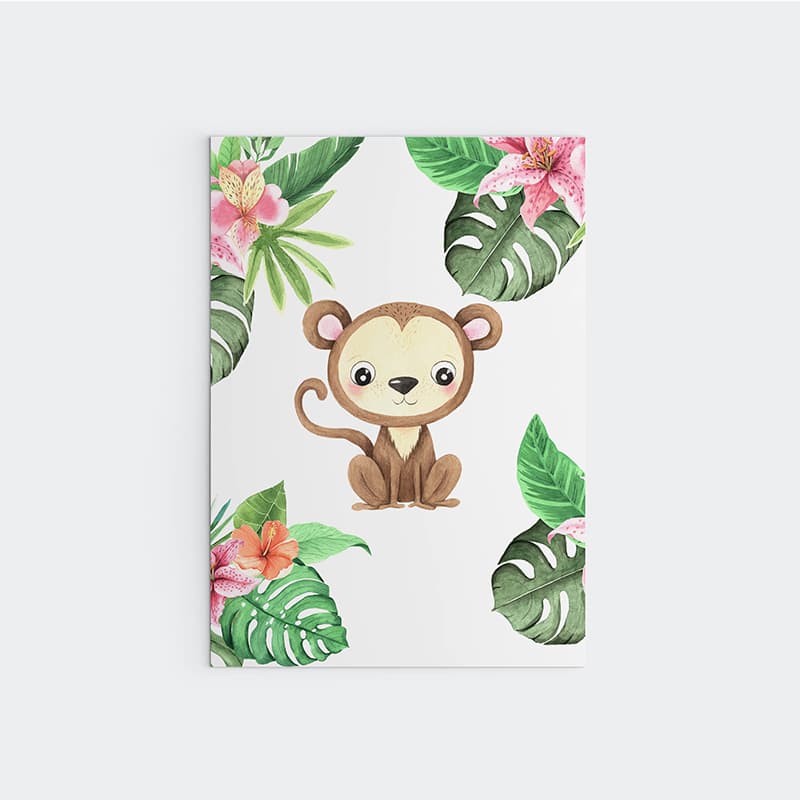 Animal Safari Babies - Monkey - Pompom Prints