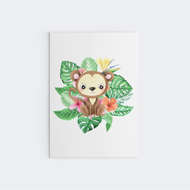 Animal Safari Babies - Monkey - Pompom Prints