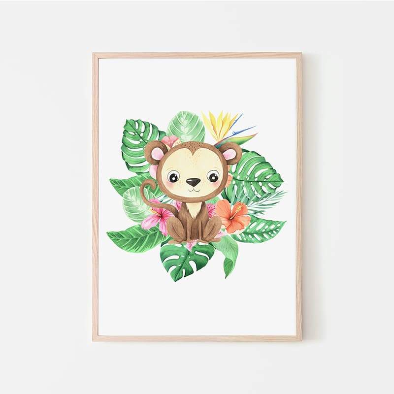 Animal Safari Babies - Monkey - Pompom Prints