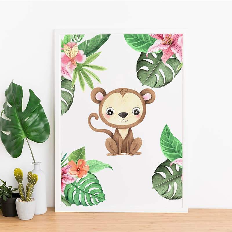 Animal Safari Babies - Monkey - Pompom Prints