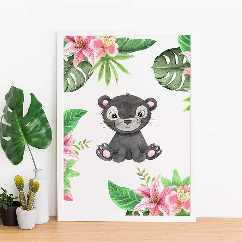 Animal Safari Babies - Panther - Pompom Prints