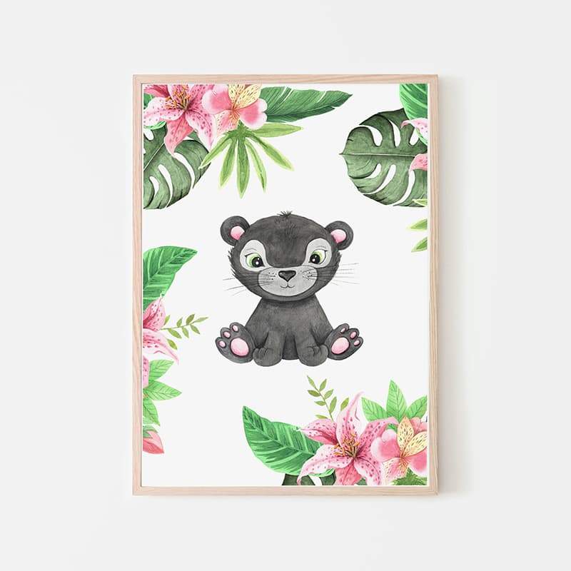 Animal Safari Babies - Panther - Pompom Prints