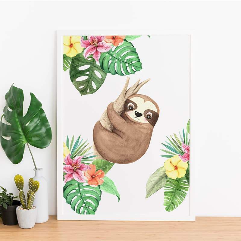 Animal Safari Babies - Sloth - Pompom Prints