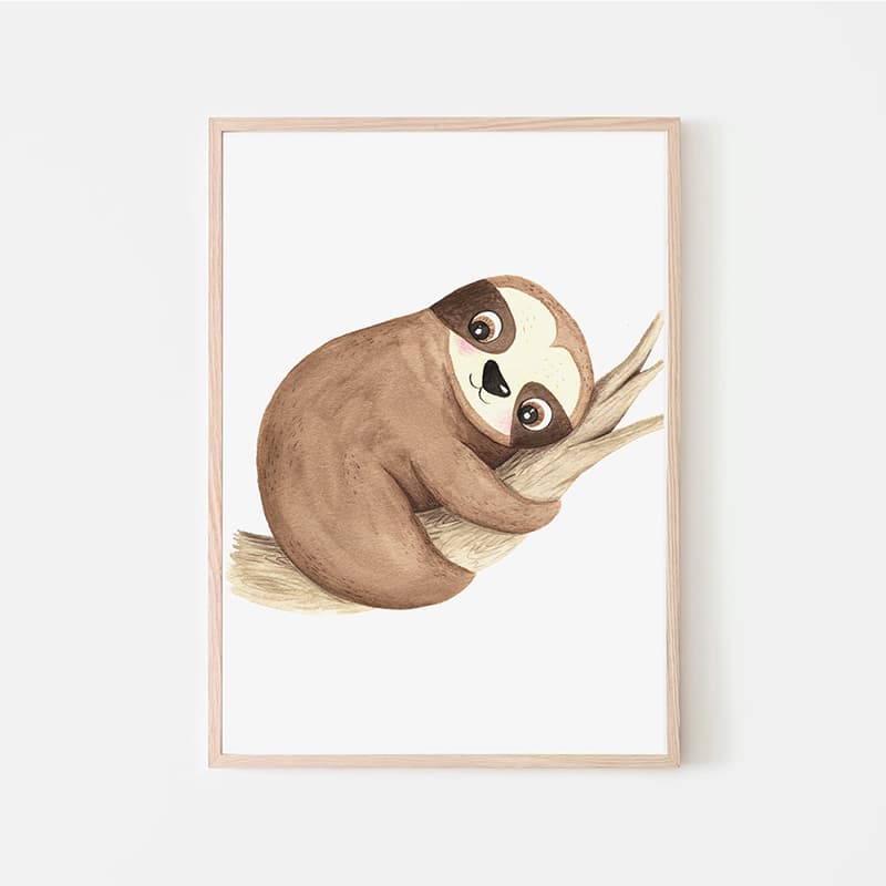 Animal Safari Babies - Sloth - Pompom Prints