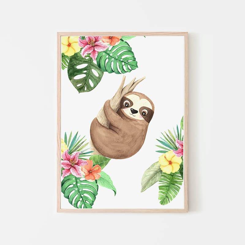 Animal Safari Babies - Sloth - Pompom Prints