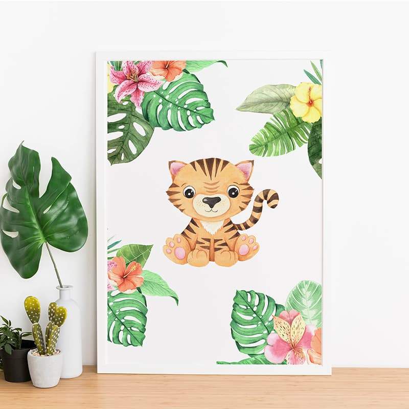 Animal Safari Babies - Tiger - Pompom Prints
