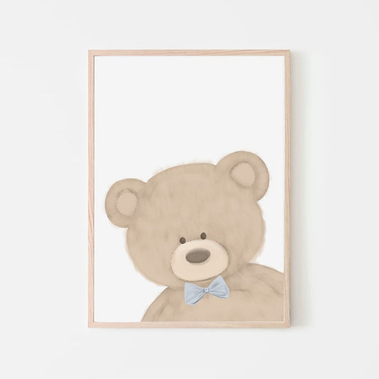 Bear and Balloon - Bear Blue Bowtie - Pompom Prints