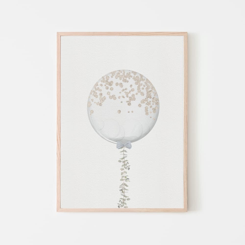Bear and Balloon - Blue Balloon - Pompom Prints