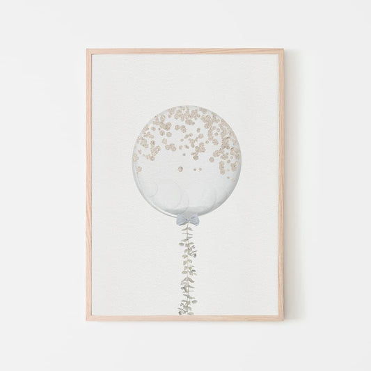 Bear and Balloon - Blue Balloon - Pompom Prints