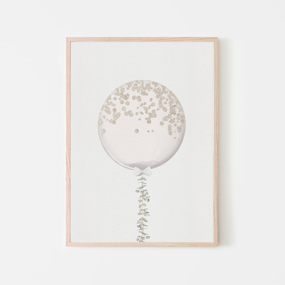 Bear and Balloon - White Balloon - Pompom Prints