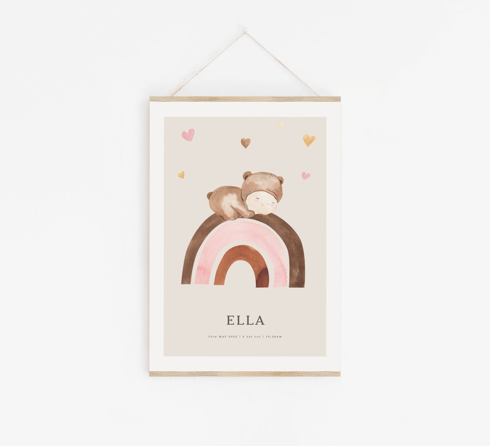 Boho Babies - Personalised Baby Print - Pompom Prints