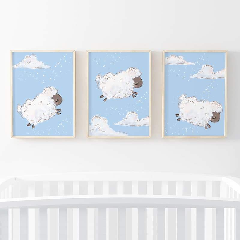 Counting Sheep - 3 Set Blue - Pompom Prints
