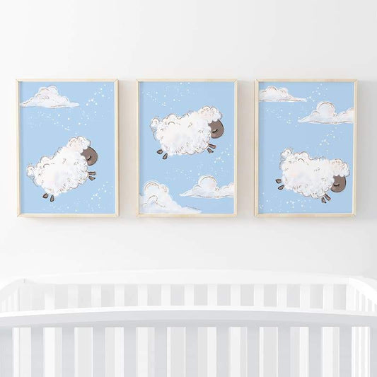 Counting Sheep - 3 Set Blue - Pompom Prints