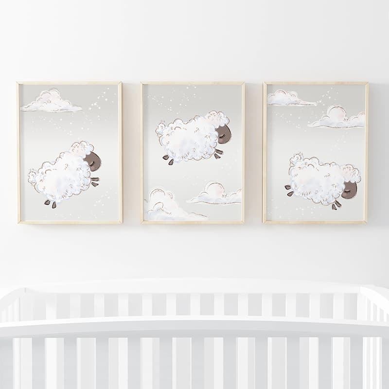 Counting Sheep - 3 Set Neutral - Pompom Prints