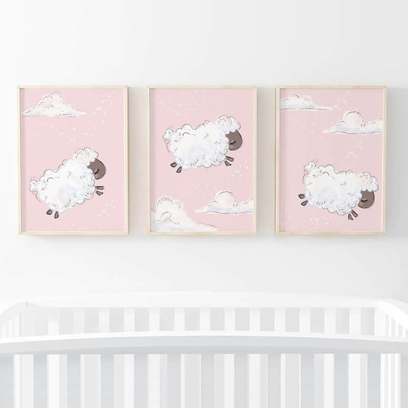 Counting Sheep - 3 Set Pink - Pompom Prints