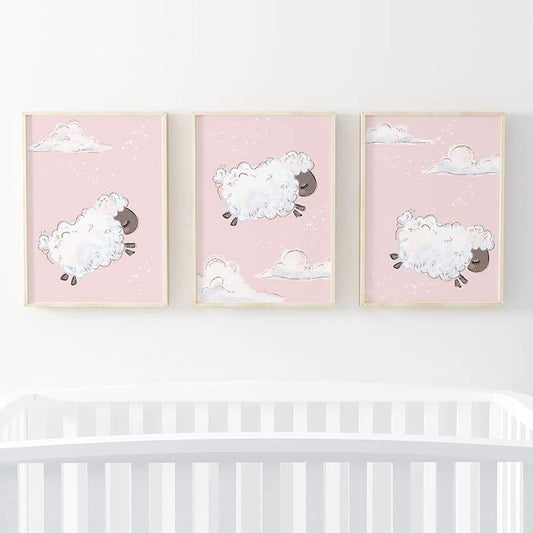 Counting Sheep - 3 Set Pink - Pompom Prints