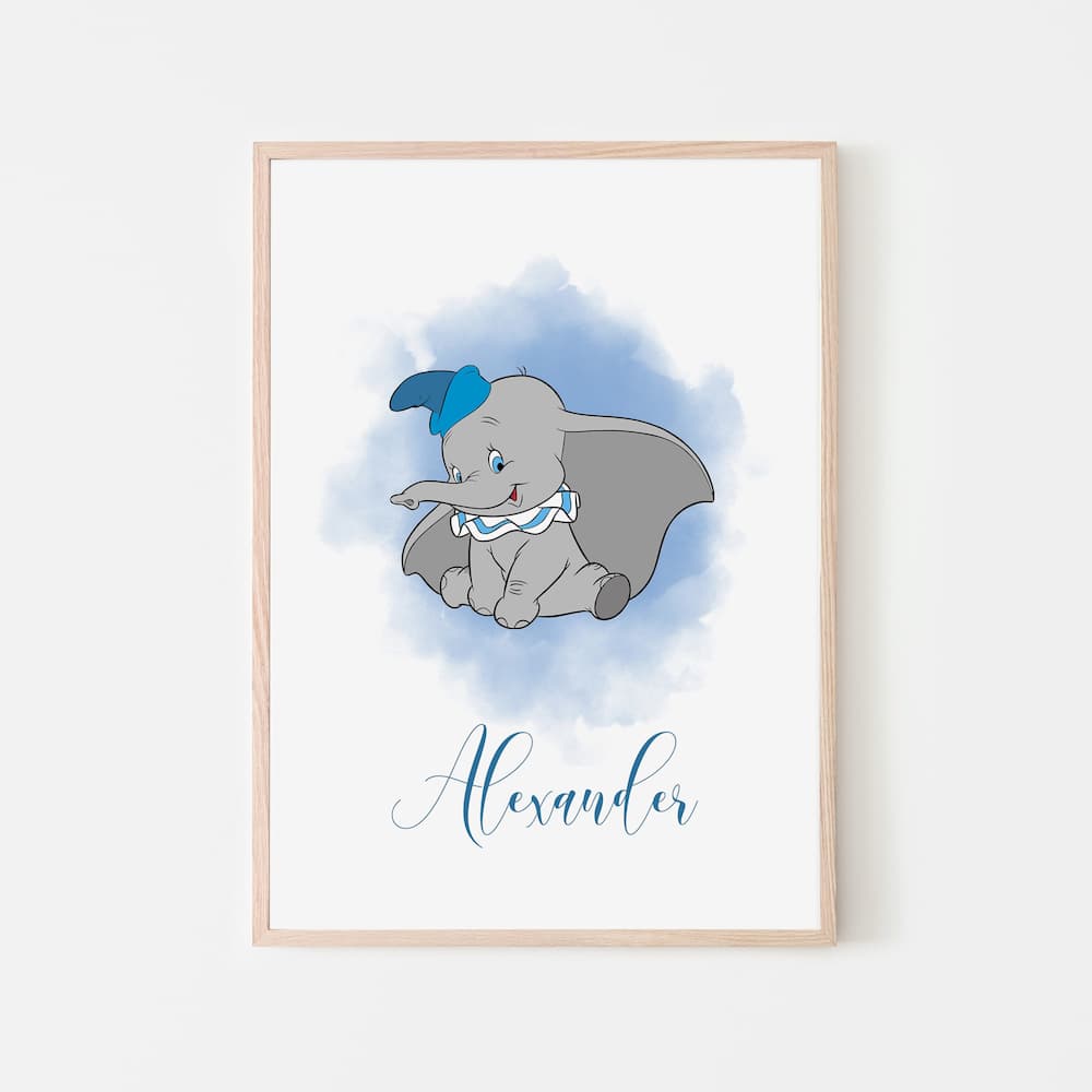 Dumbo - Blue Personalised Print - Pompom Prints