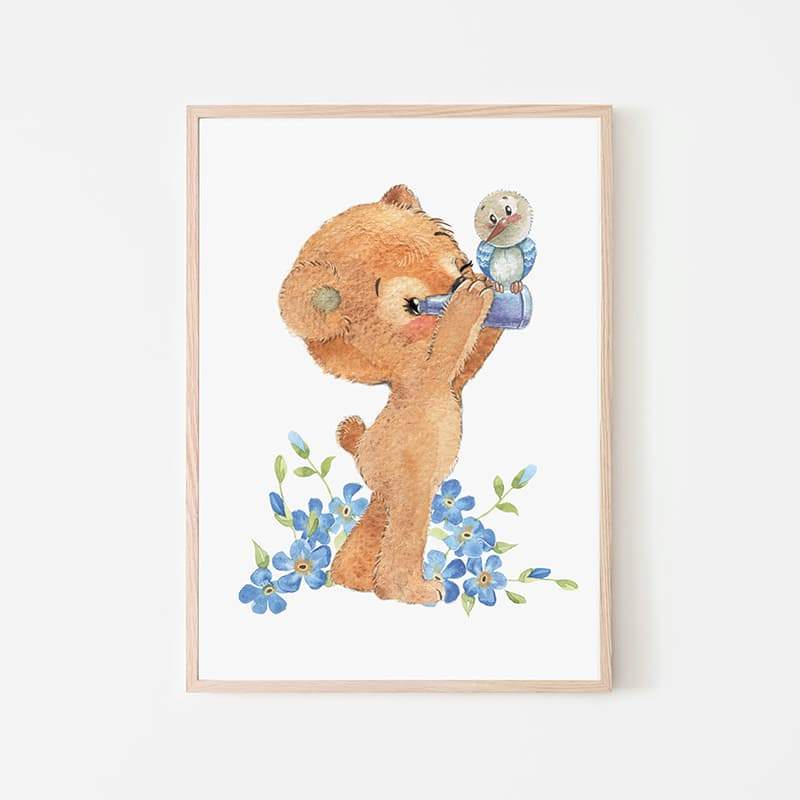 Hot Air Balloon Teddys - Binocular Bear - Pompom Prints