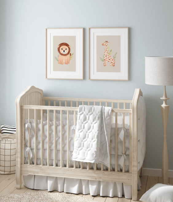 Jungle Scandi Lion and Giraffe - 2 set - Pompom Prints