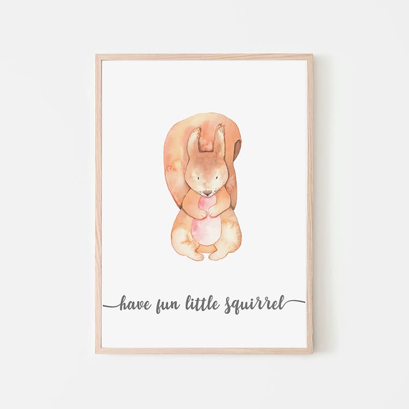 Little Woodland Animals - Squirrel - Pompom Prints