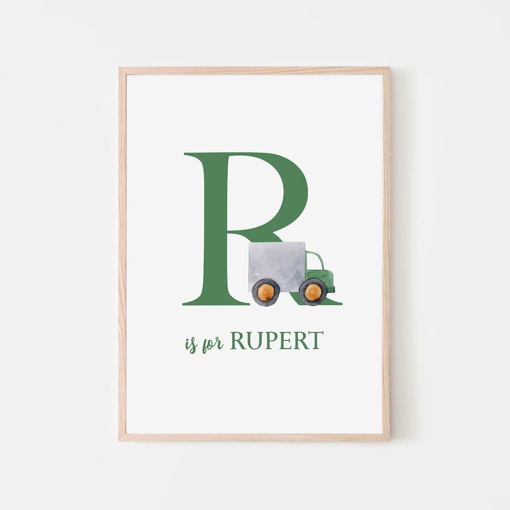 Name Print - Green Lorry - Pompom Prints