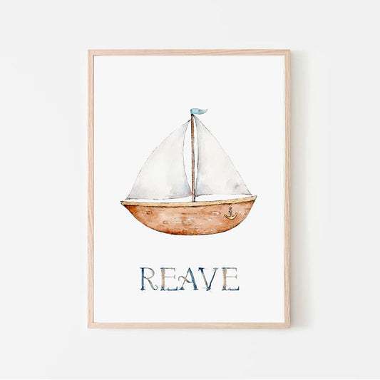 Nautical - Boat with custom name - Pompom Prints