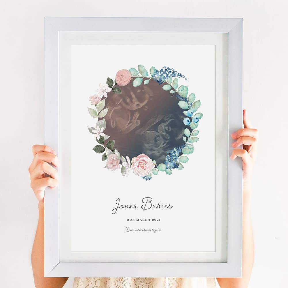 Personalised Baby Scan Portrait - Twins - Pompom Prints