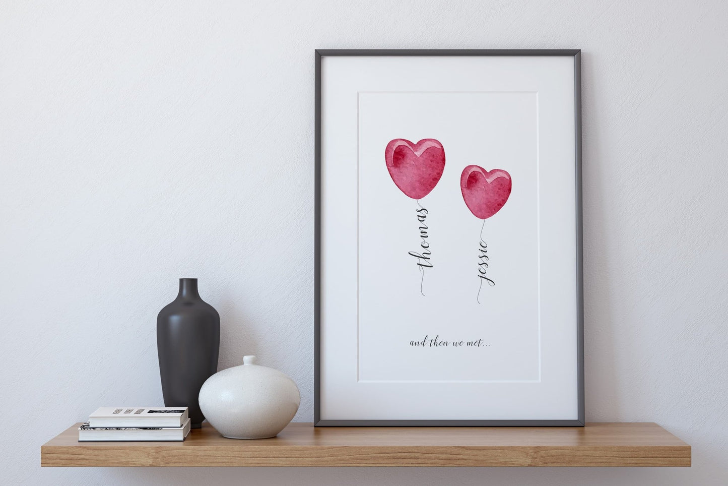 Personalised Couple Heart Balloons Print - Pompom Prints