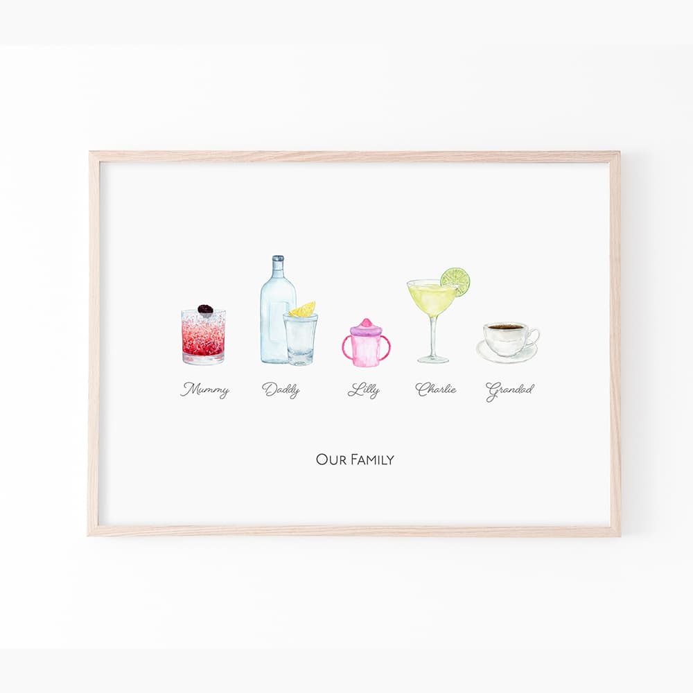 Personalised Family Drinks Print - Pompom Prints