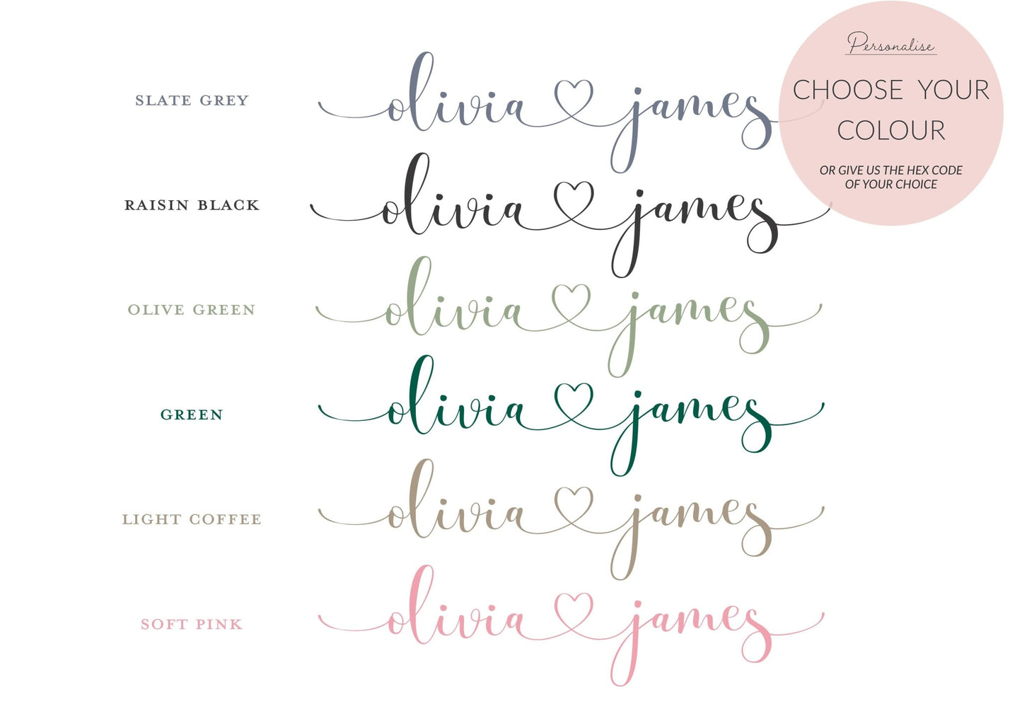 Personalised Linked Hearts Print - Pompom Prints