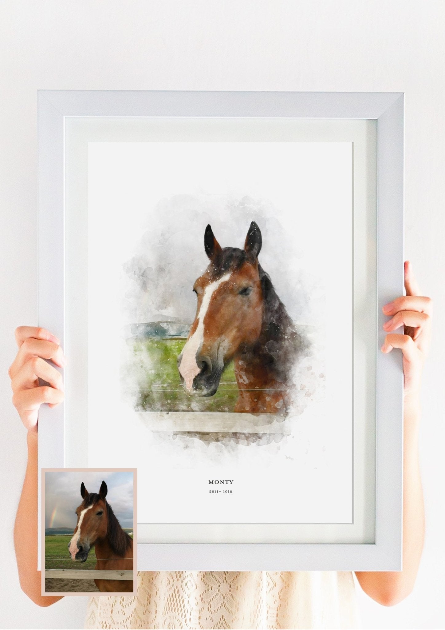 Personalised Watercolour Pet Portrait Print - Pompom Prints
