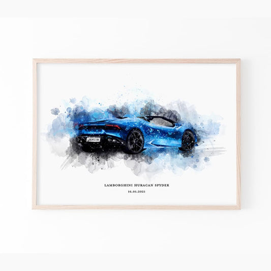 Personalised Watercolour Vehicle Print - Pompom Prints