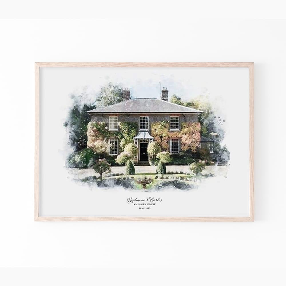 Personalised Watercolour Wedding Venue print - Pompom Prints