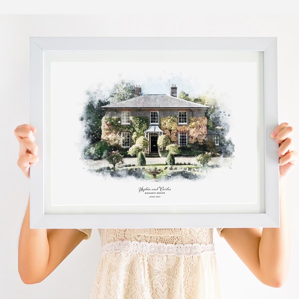Personalised Watercolour Wedding Venue print - Pompom Prints