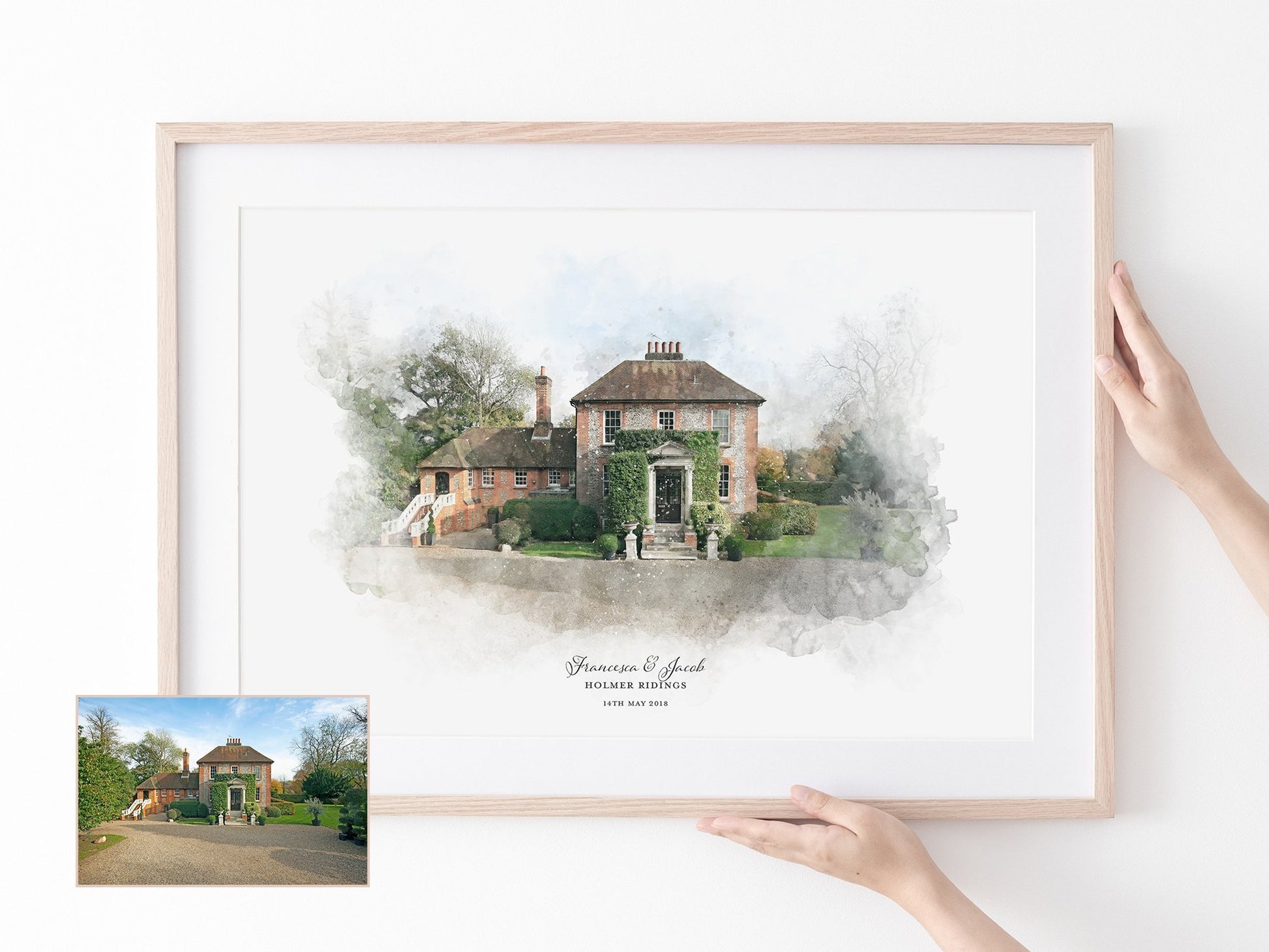 Personalised Watercolour Wedding Venue print - Pompom Prints