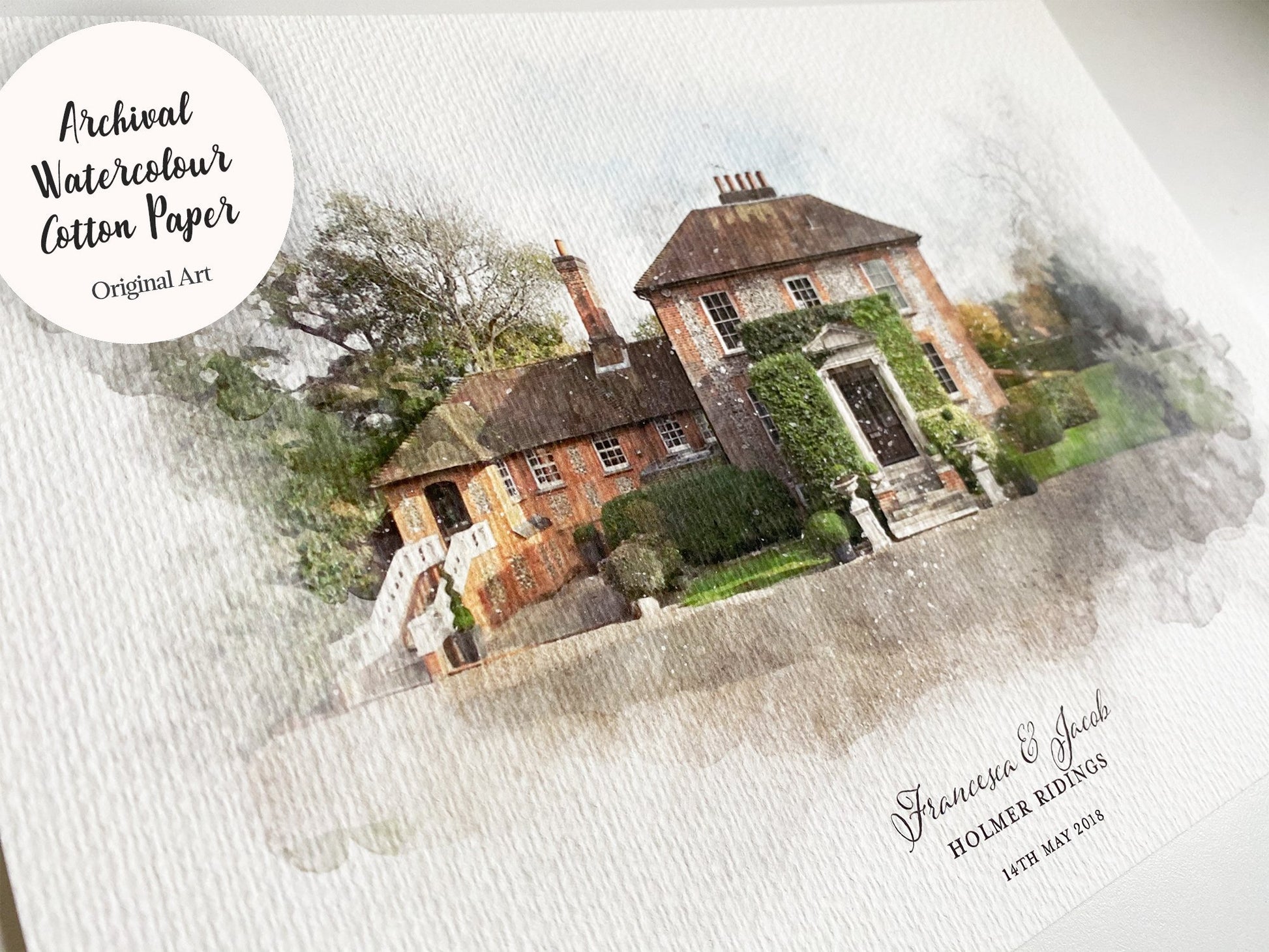 Personalised Watercolour Wedding Venue print - Pompom Prints