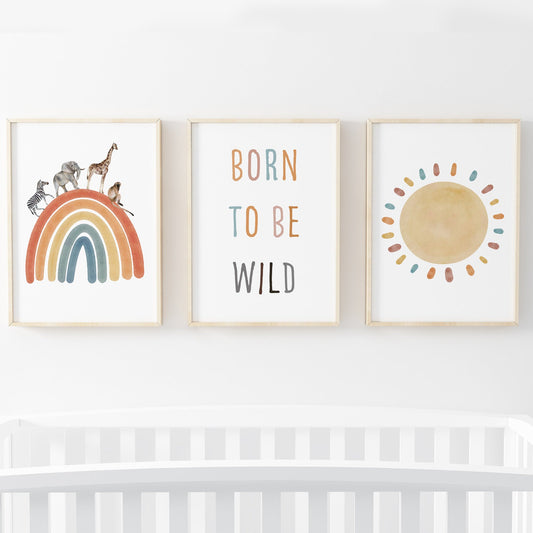 Rainbow Safari - 3 set - Pompom Prints