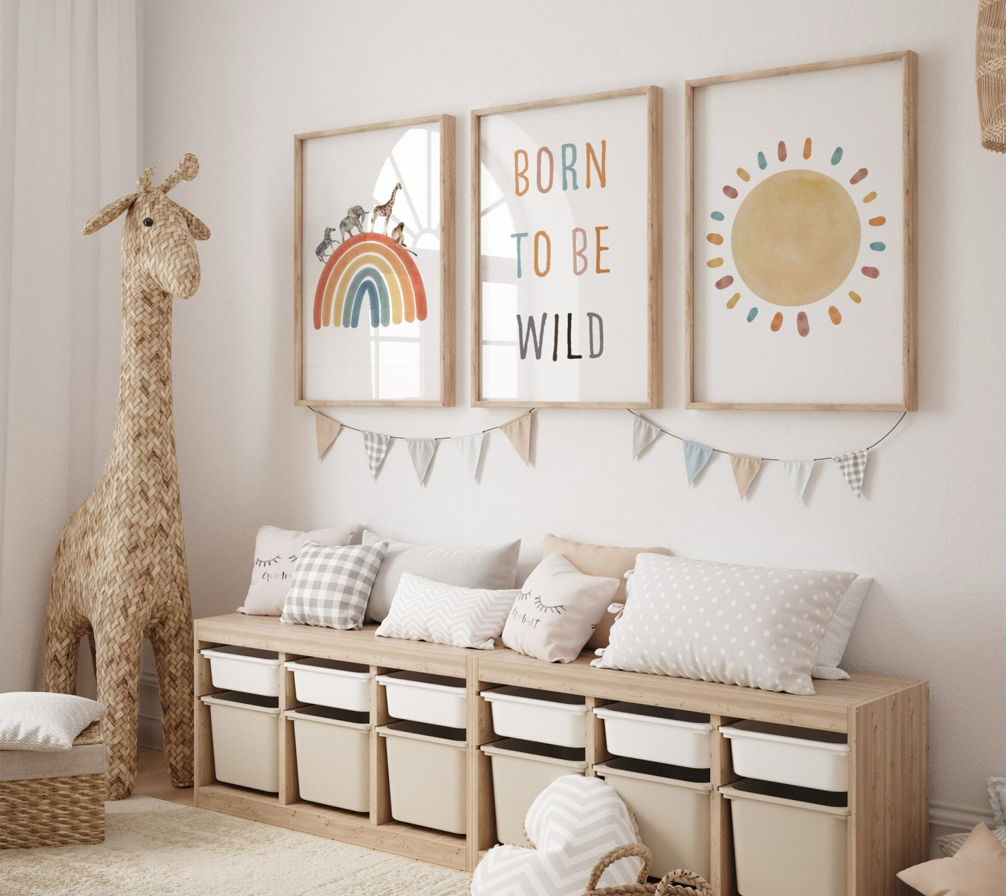 Rainbow Safari - 3 set - Pompom Prints