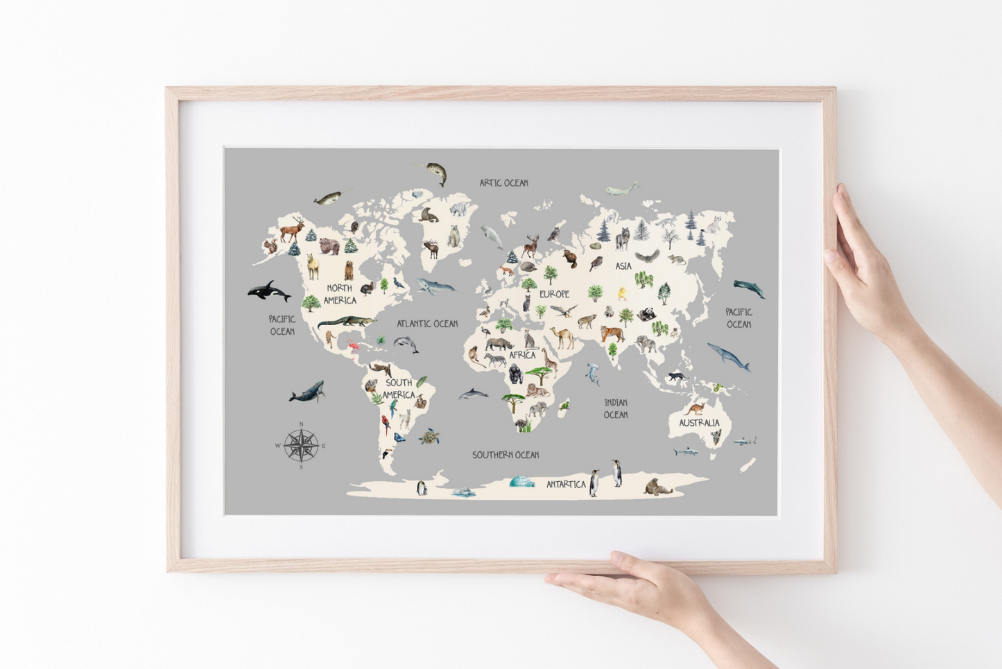 Childrens Animal World Map - Scandinavian Style