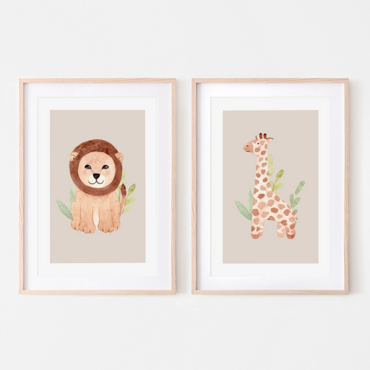 Jungle Scandi Lion and Giraffe - 2 set