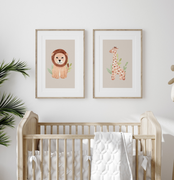 Jungle Scandi Lion and Giraffe - 2 set