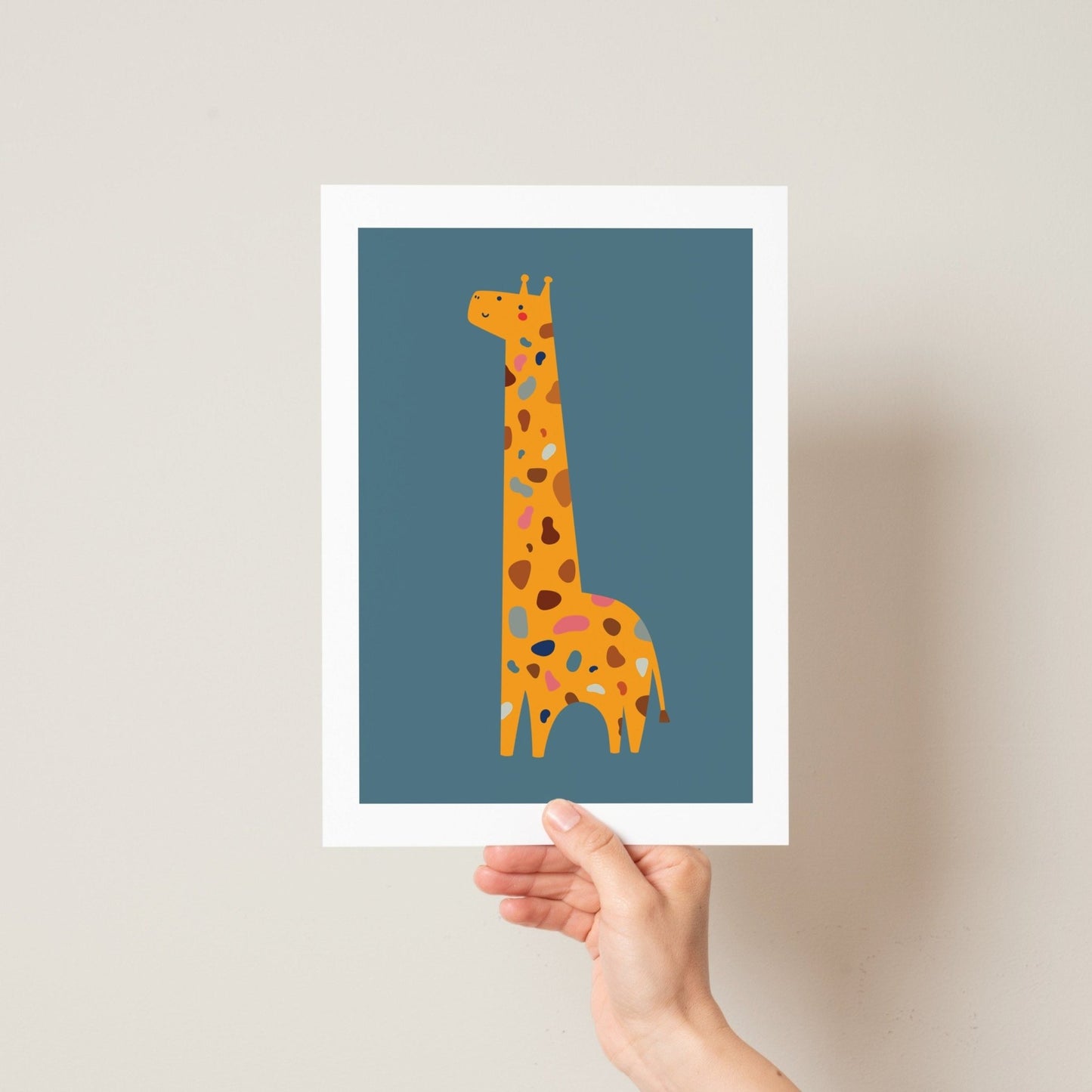 Speckled Giraffe Jungle Prints- 3 set - Blue - Pompom Prints