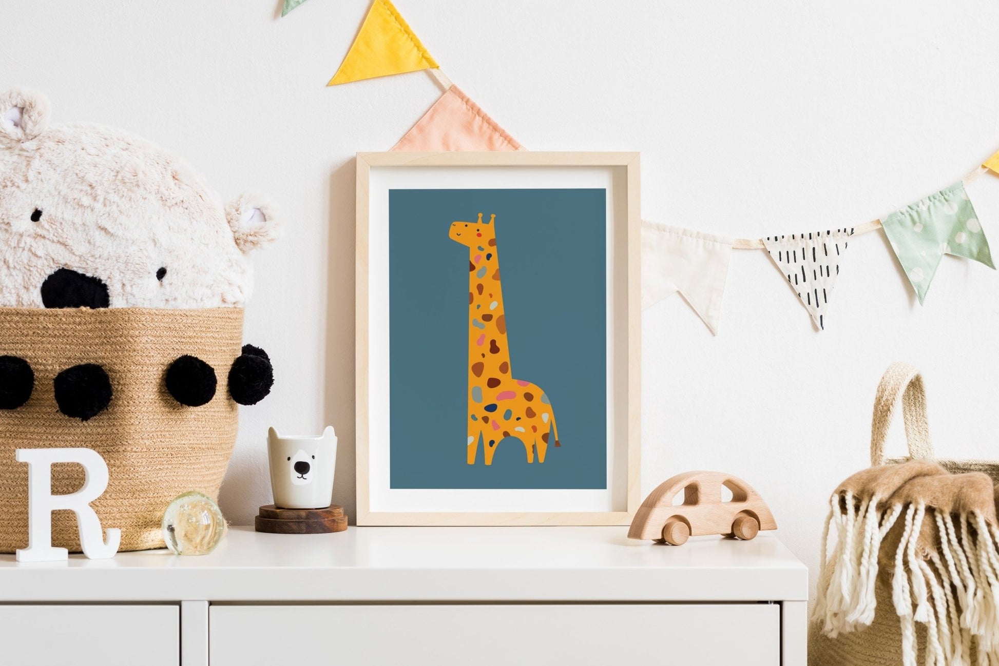 Speckled Giraffe Jungle Prints- 3 set - Blue - Pompom Prints