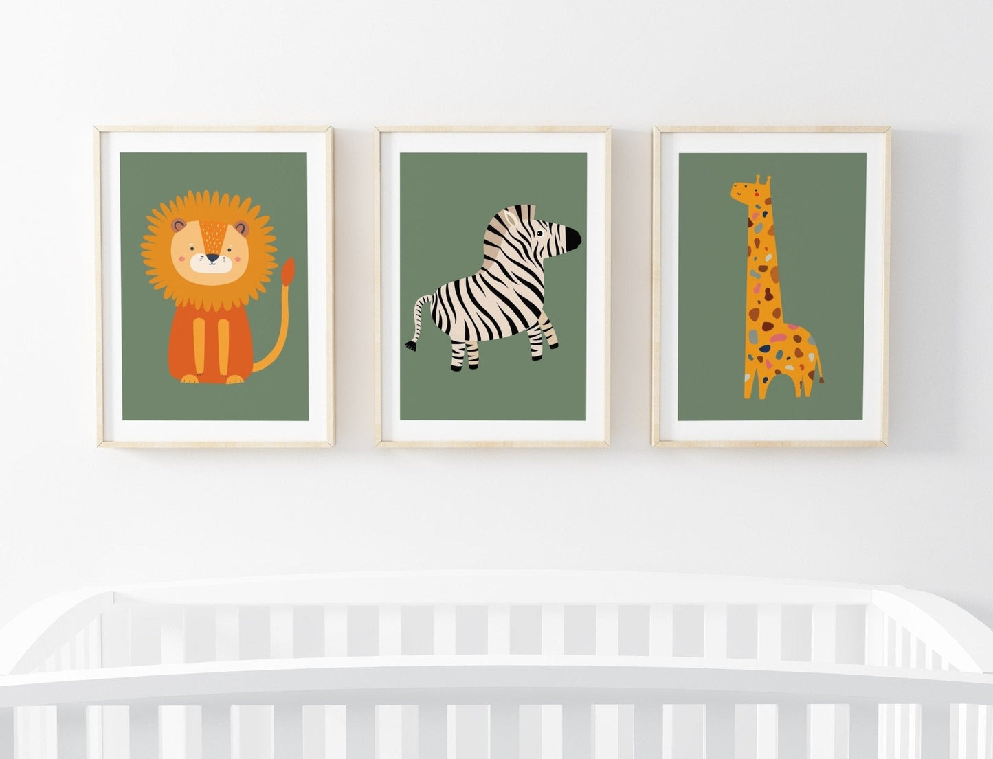 Speckled Giraffe Jungle Prints- 3 set - Green - Pompom Prints