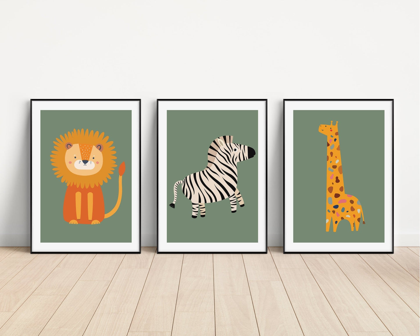 Speckled Giraffe Jungle Prints- 3 set - Green - Pompom Prints
