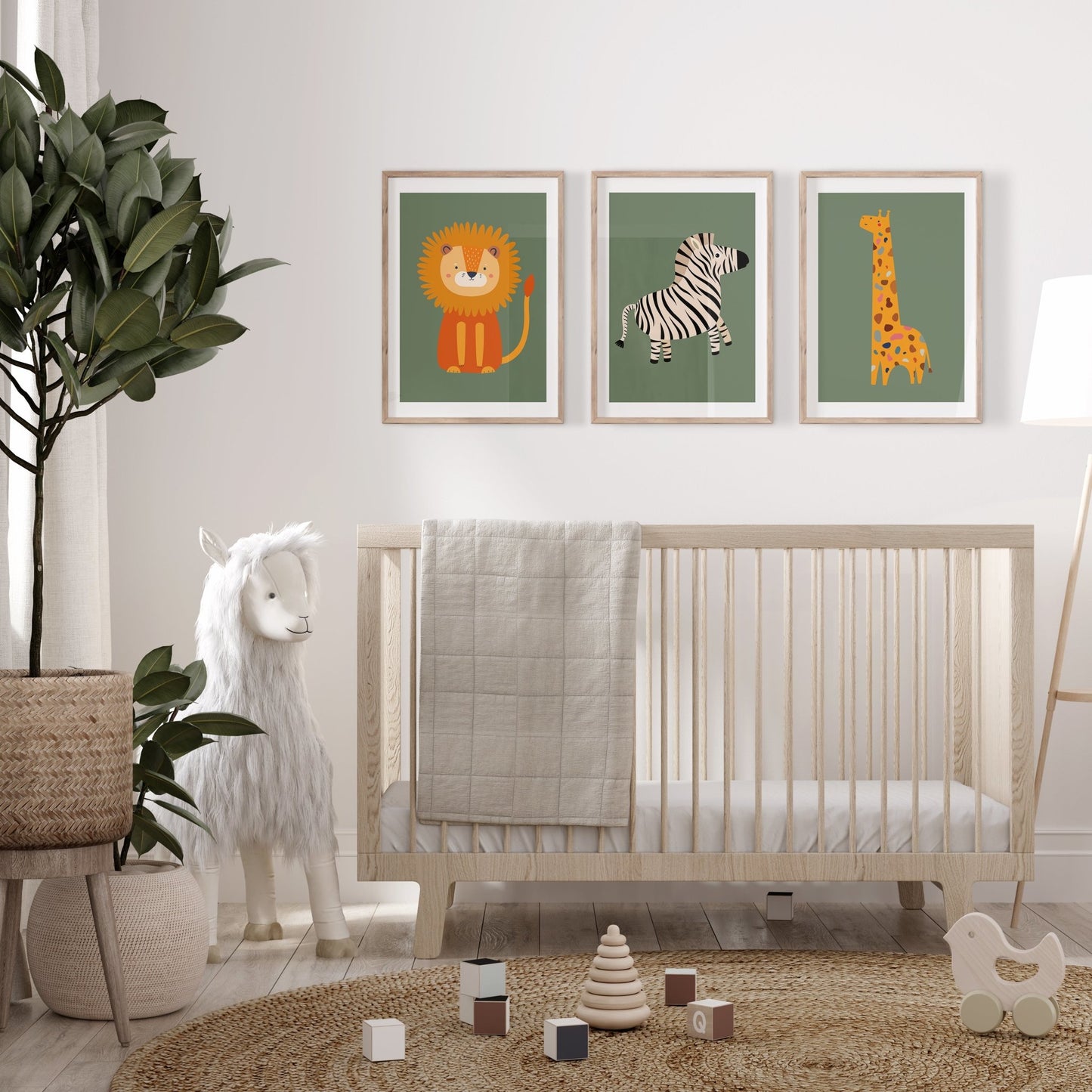 Speckled Giraffe Jungle Prints- 3 set - Green - Pompom Prints